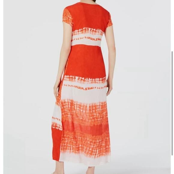 NWT Raga Womens Orange Tie Dye Button Down V-Neck Maxi Shift Dress Size S - Picture 2 of 10